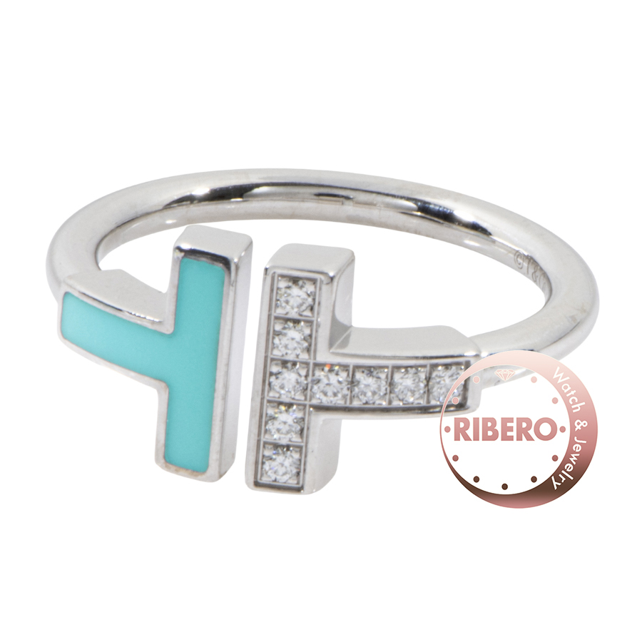 ティファニー ティファニーT ダイヤモンド＆ターコイズ ワイヤー リング 10号