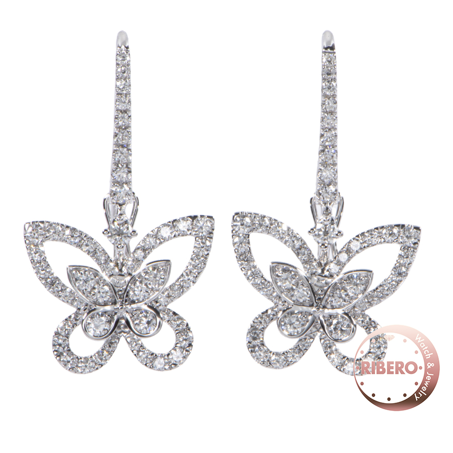 グラフ バタフライ シルエット ダイヤモンド ドロップ イヤリング