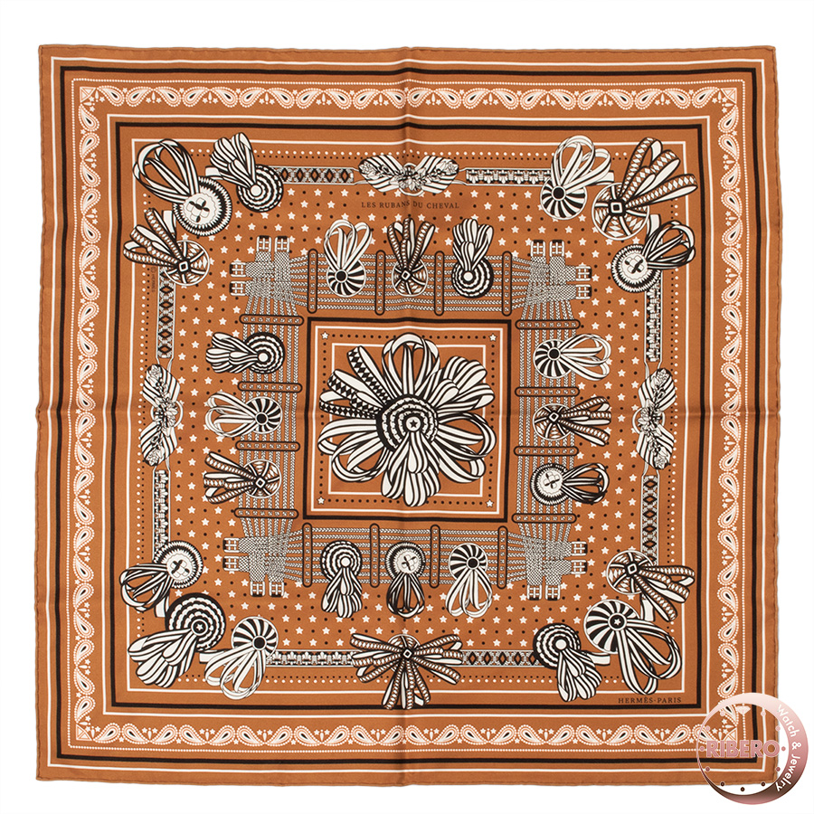 エルメス カレ55 Les Rubans du Cheval bandana 馬のリボン飾り バンダナ スカーフ