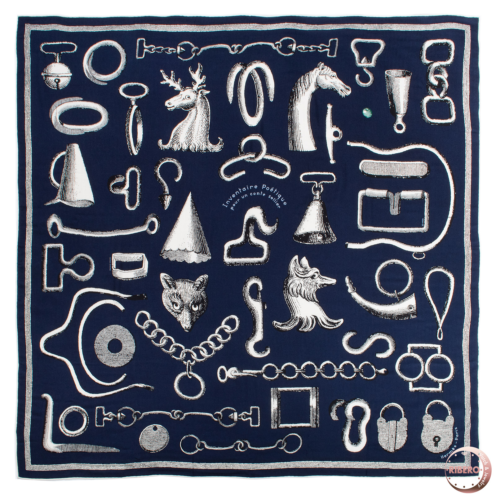 エルメス カレ140 Inventaire Poetique pour un Conte Sellier 鞍職人の誌的な目録 スカーフ