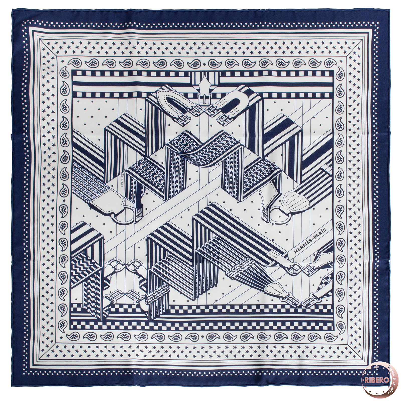 エルメス スカーフ カレ55 SANGLES EN ZIGZAG ジグザグのサングル