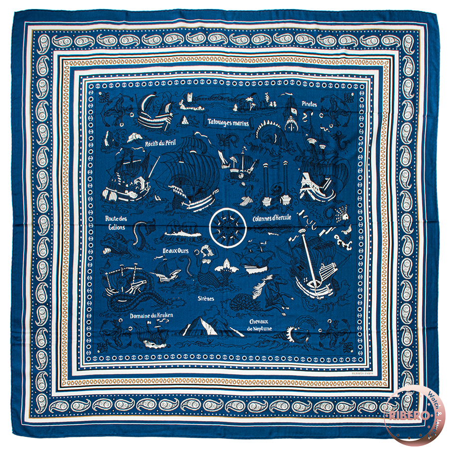 エルメス カレジェアン Tatouages Marins Bandana 船乗りのタトゥ-・バンダナ スカーフ