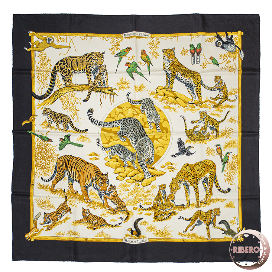 エルメス カレ90 Tendresse Feline 野生の優しさ スカーフ