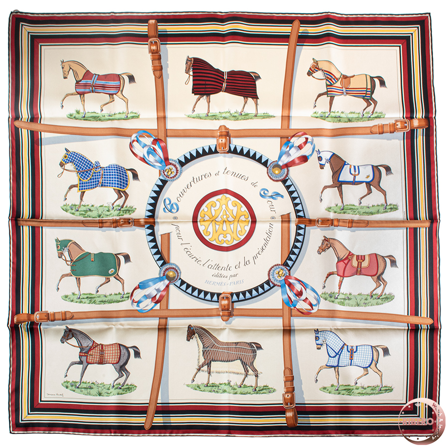 エルメス カレ90 Couvertures et Tenues de Jour 馬着 スカーフ