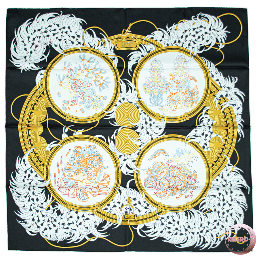 エルメス カレ90 Legende Brodee 刺繍が織りなす伝説 スカーフ