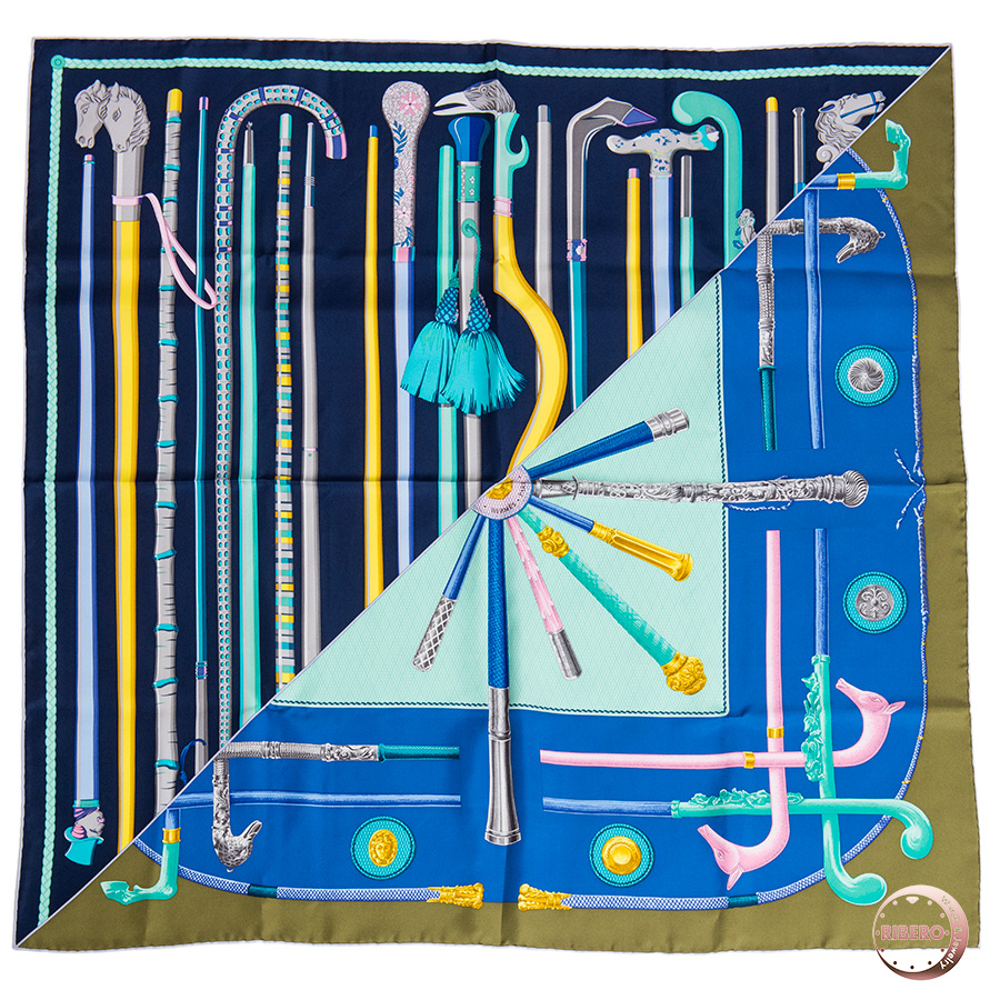 エルメス カレ90 Cannes et Cannes ステッキステッキ スカーフ