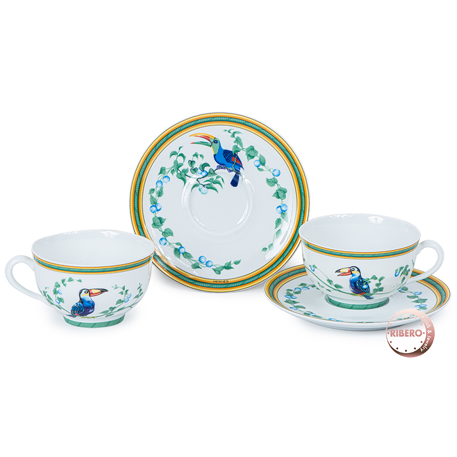 エルメス ペアカップ&ソーサー トゥカン