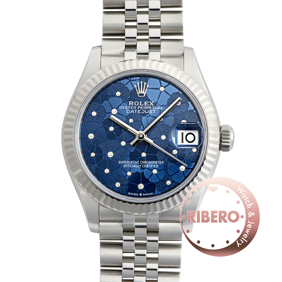 ロレックス デイトジャスト 278274 アズーロブルー フローラルモチーフ