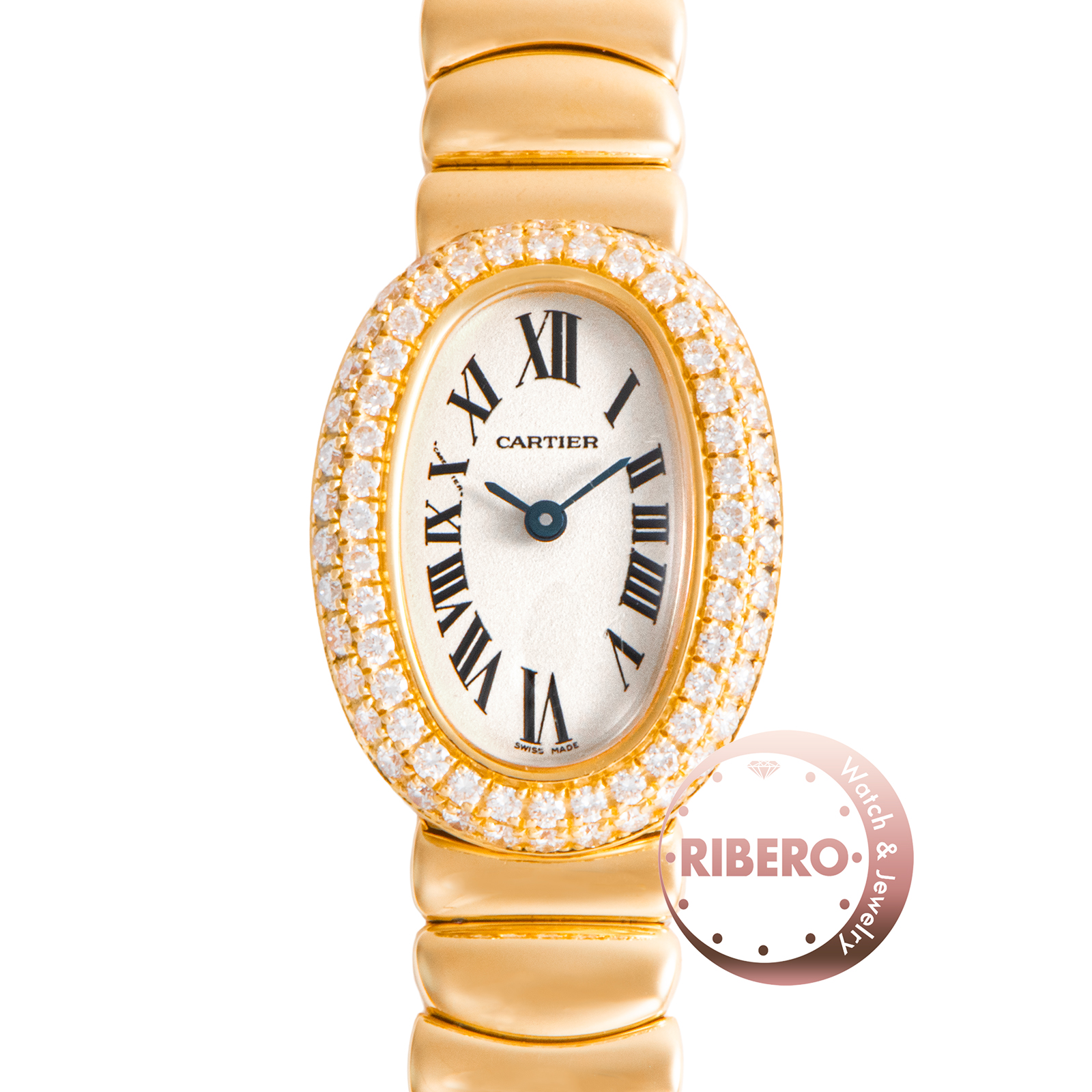 カルティエ ミニベニュワール WB5094W1 ベゼル2重ダイヤ