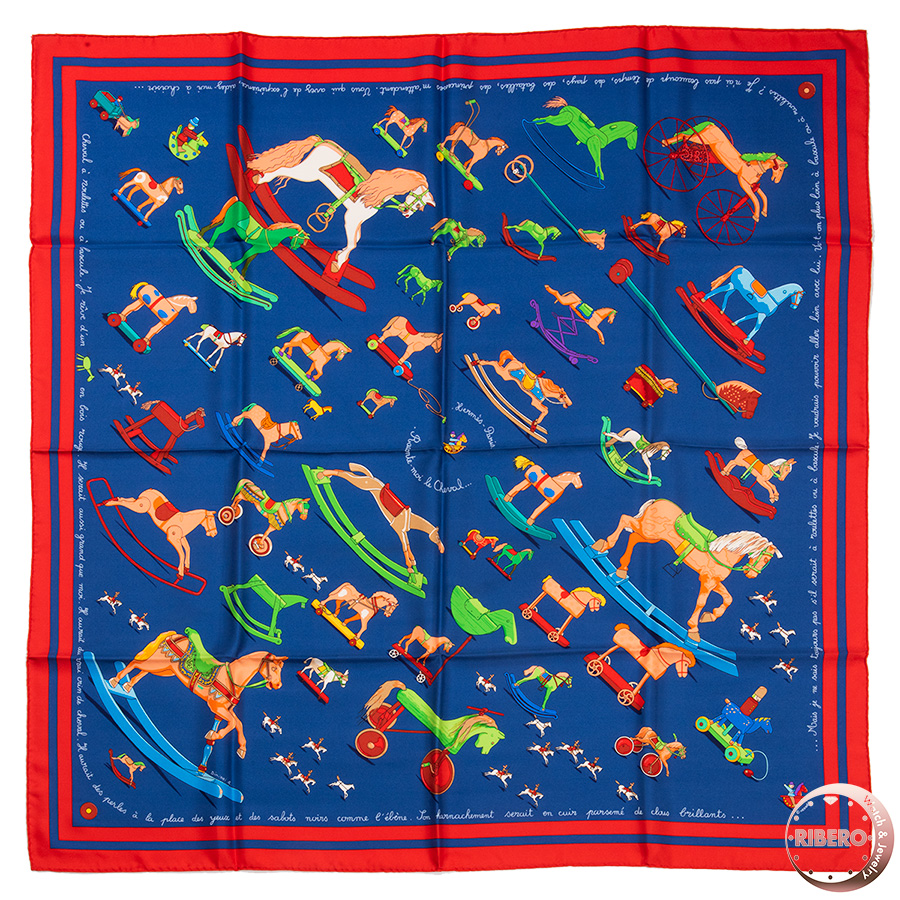 エルメス カレ90　Raconte moi le cheval お馬の話をして スカーフ