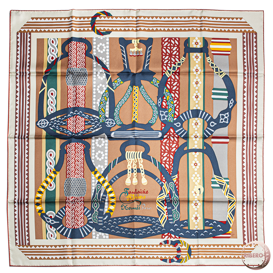 エルメス カレ90　Fantaisie d'Etriers 鐙の幻想 スカーフ