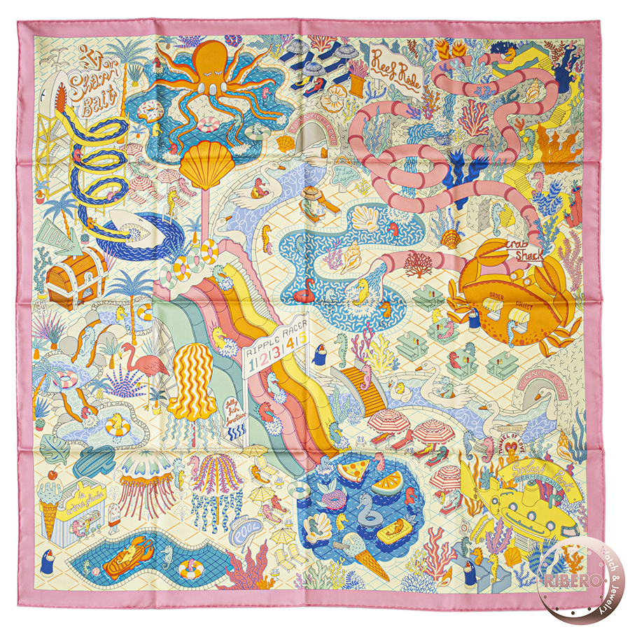 エルメス カレ90 Double face Splash Park ダブルフェイス スプラッシュパーク スカーフ