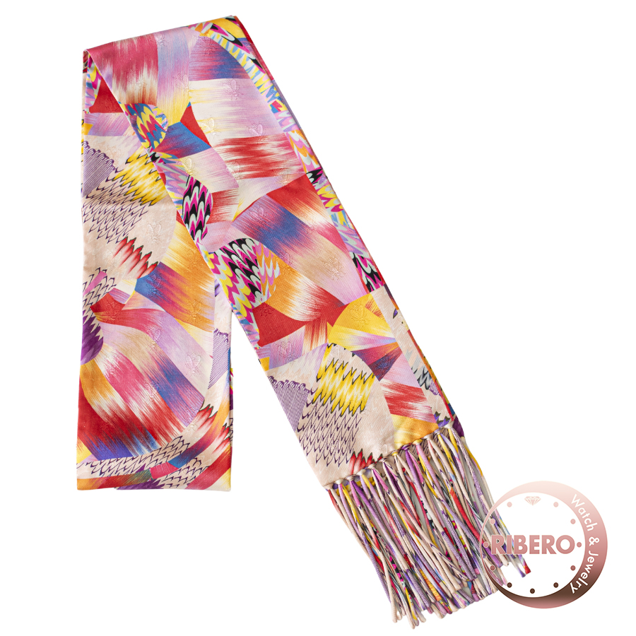 エルメス Fine Echarpe Marble All Over Fringed Silk Muffler Scarf フリンジスリムマフラーマーブルシルク スカーフ