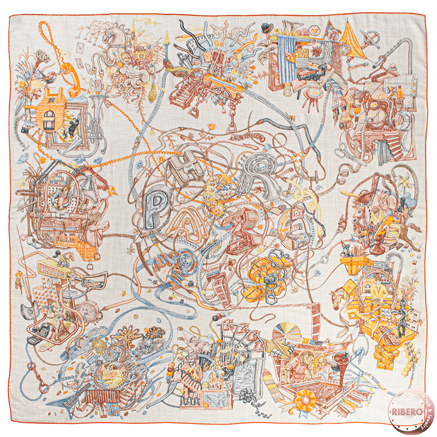 エルメス カレジェアン Le Monde d'Hermes エルメスの世界 スカーフ