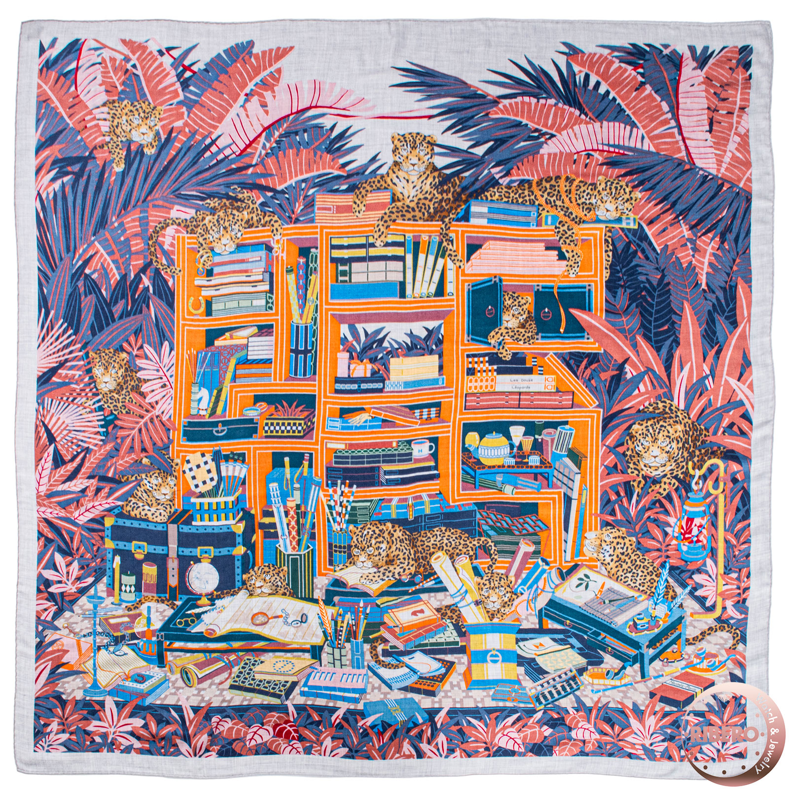 エルメス カレジェアン Les Douze Leopards 12頭のレオパード スカーフ