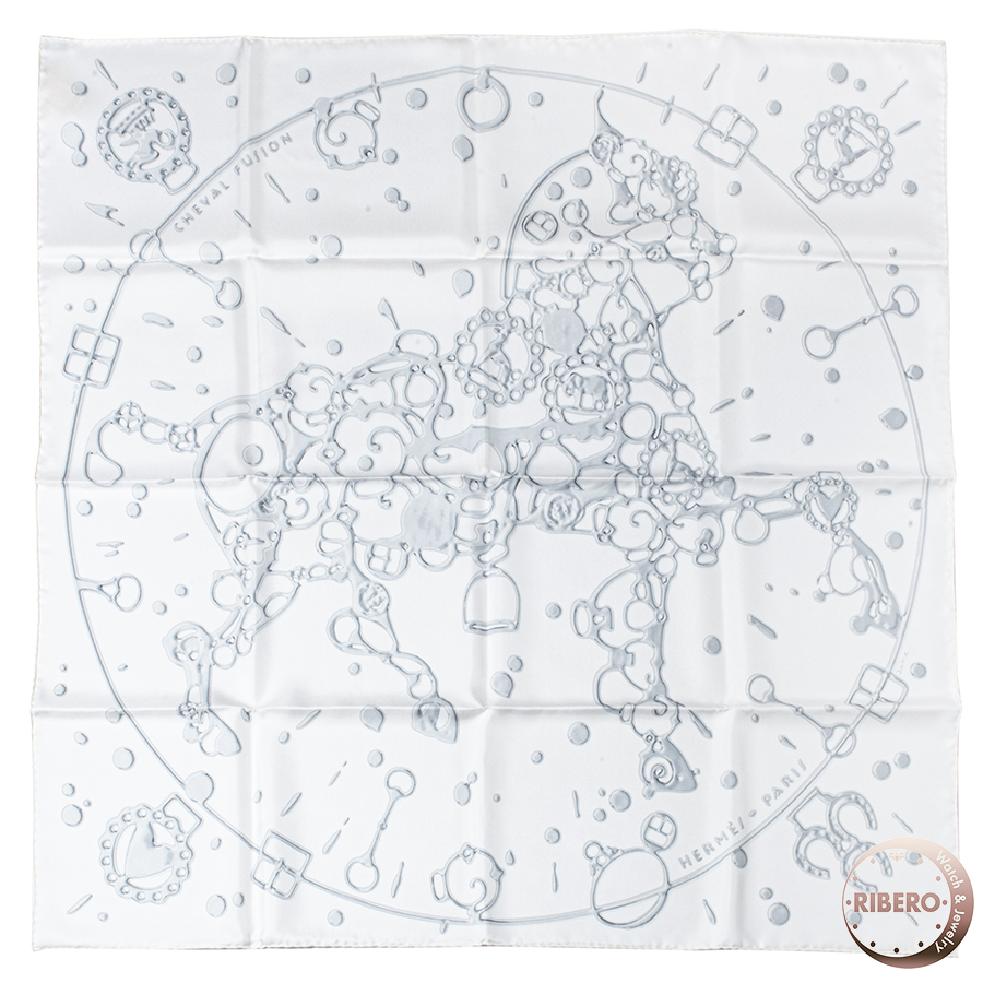 エルメス カレ90 Vif Argent 銀の雫 スカーフ