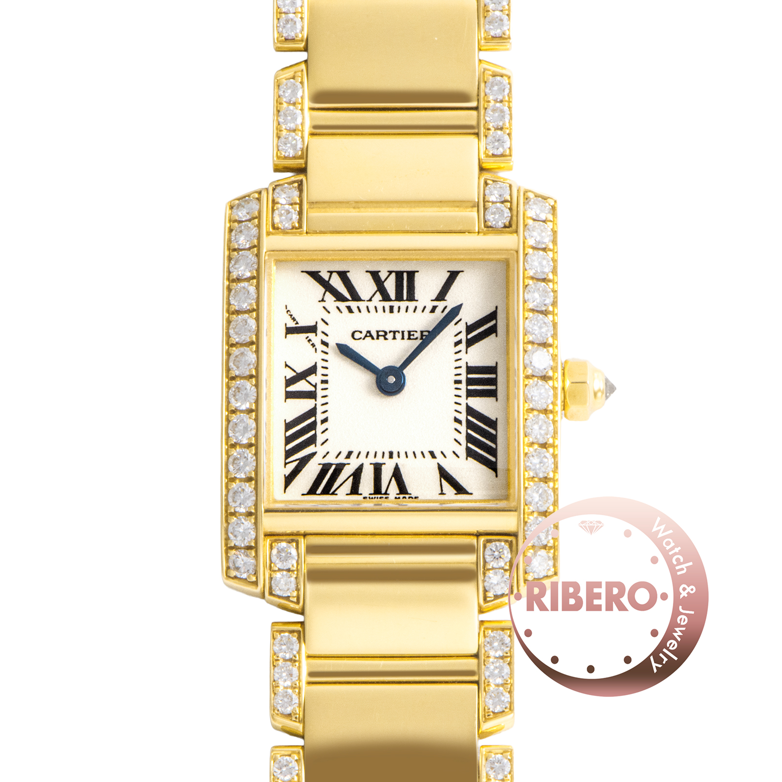 カルティエ タンクフランセーズ SM WE1001RG ベゼルダイヤ ブレスハーフダイヤ