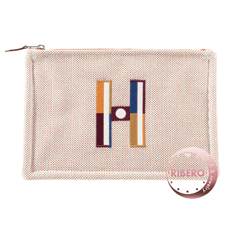 エルメス フラットポーチ 刺繍入り 《フォーブル・コーナー》 PM ポーチ