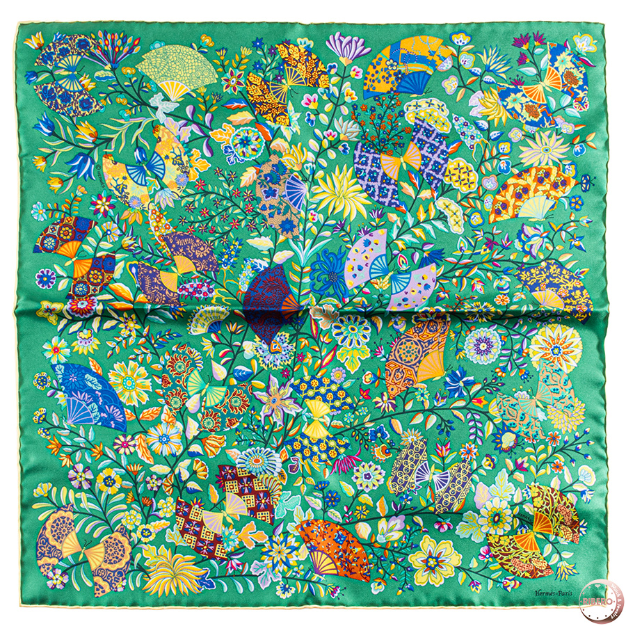 エルメス カレ45 Fleurs et papillons de Tissus 花咲く織物 スカーフ