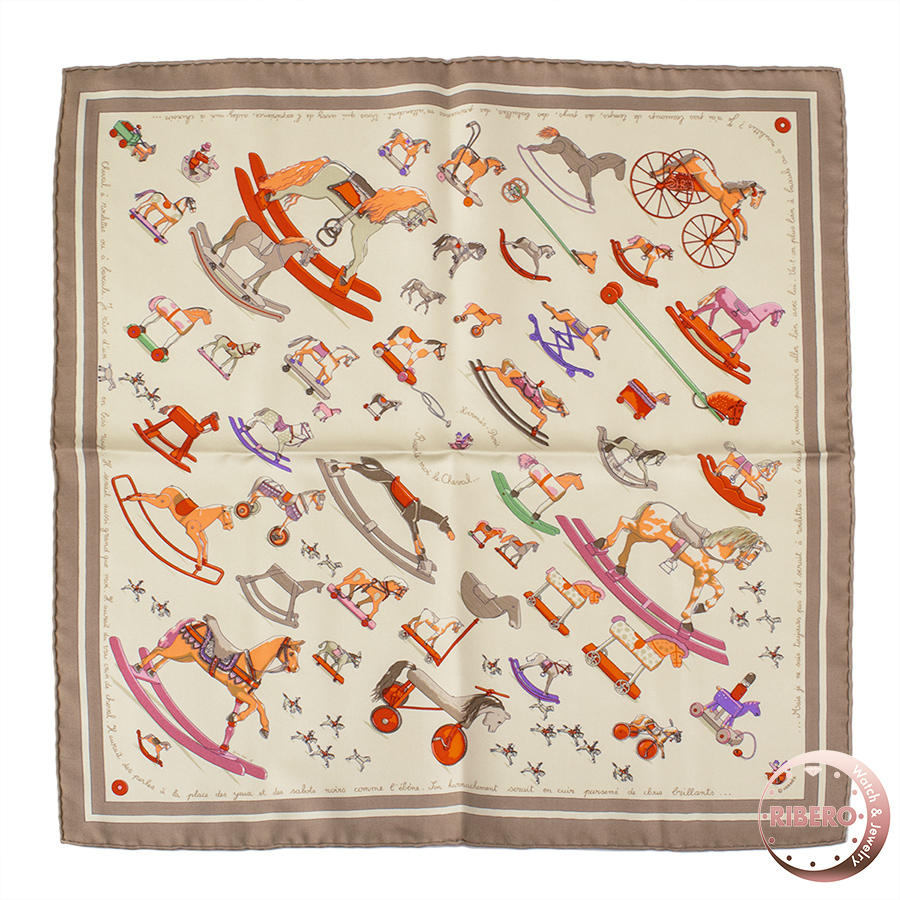 エルメス ポケットチーフ　Raconte moi le cheval お馬の話をして スカーフ