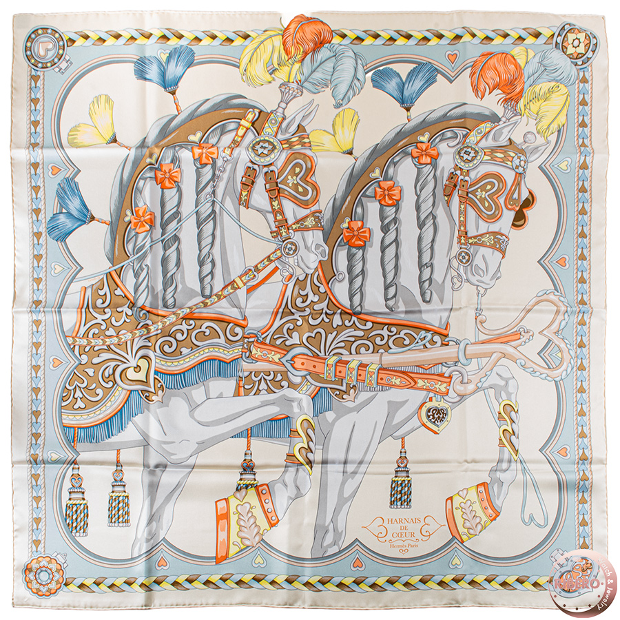 エルメス カレ90 Harnais de Coeur アルネ・ドゥ・クール スカーフ