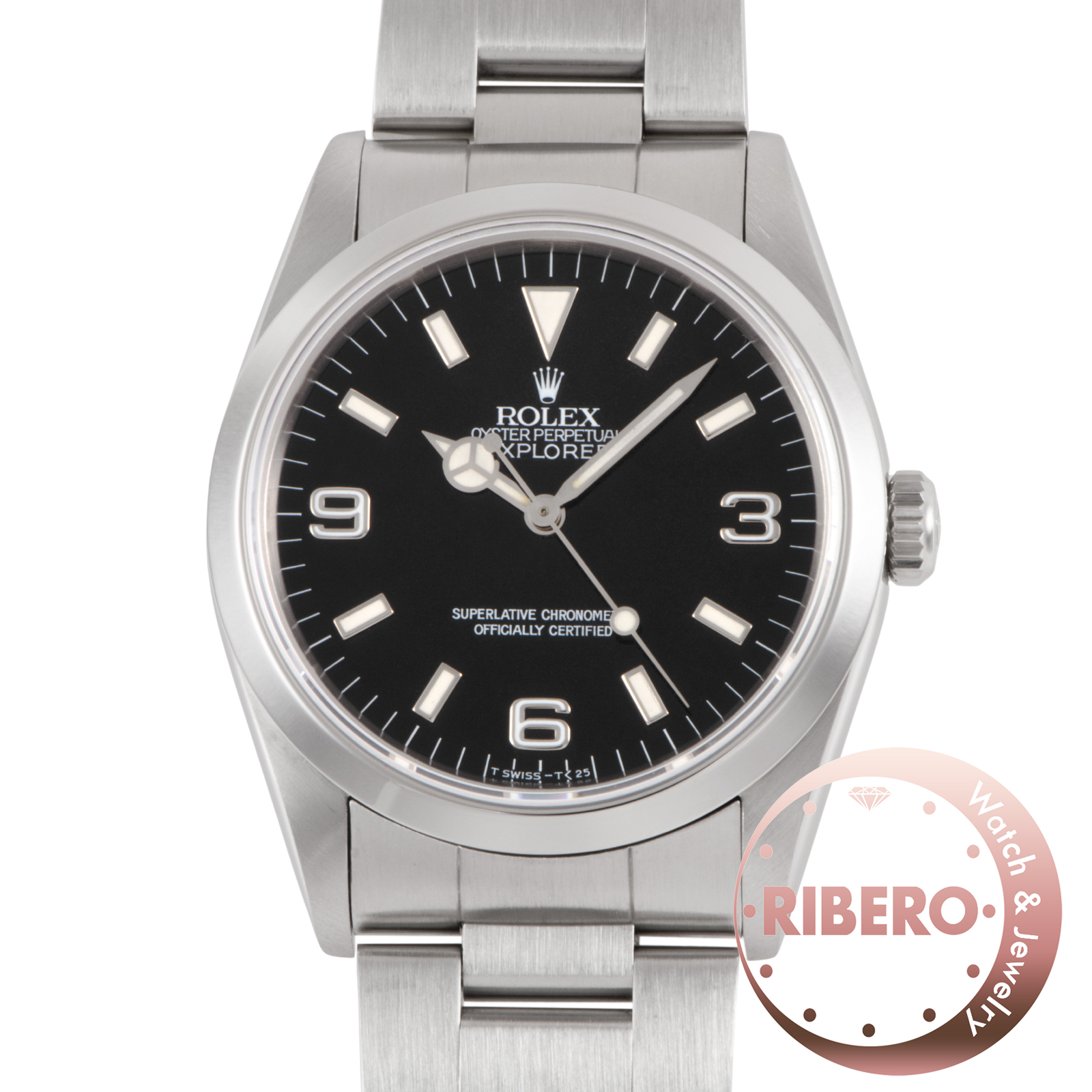 ロレックス エクスプローラー1 14270 X番 Tritium シングルバックル 横穴あり