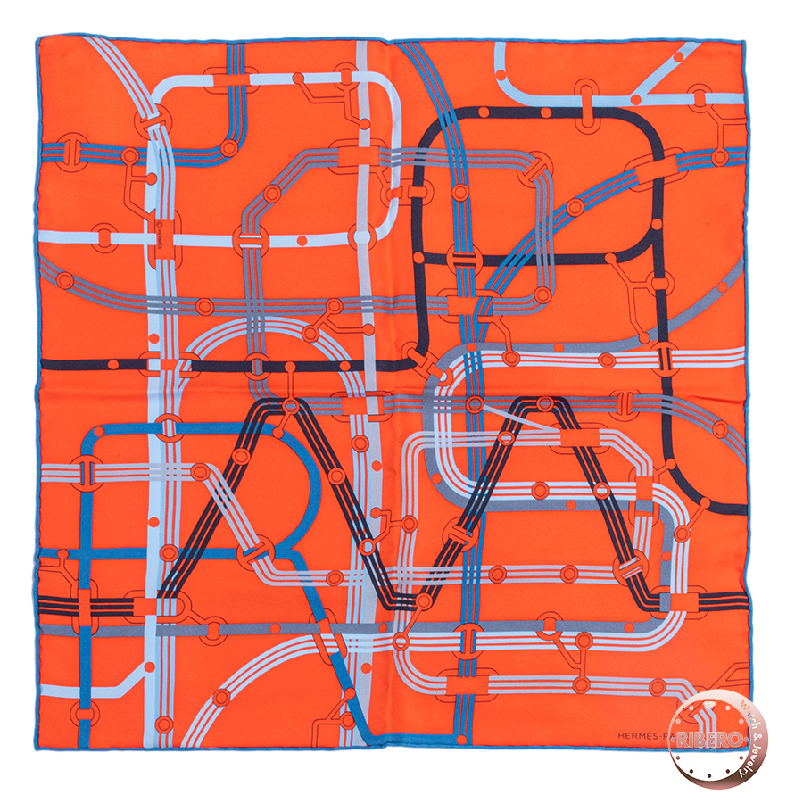 エルメス Correspondance Hermes-Paris pocket square 45 スカーフ