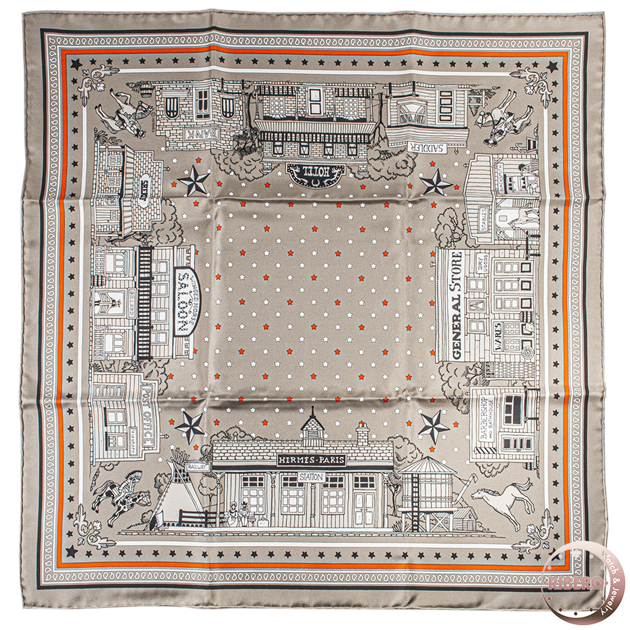 エルメス カレ55　Hermes Paris Station Bandana エルメス パリステーション バンダナ スカーフ