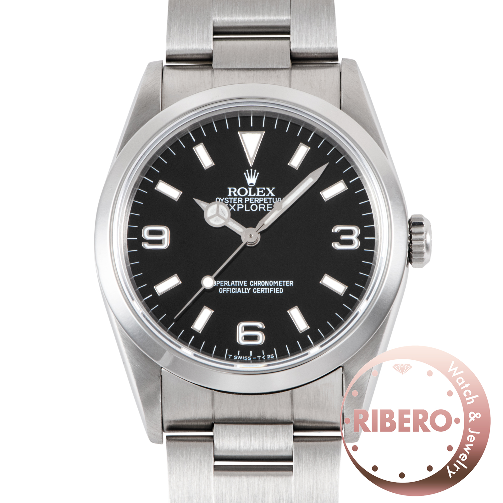 ロレックス エクスプローラー1 14270 X番 Tritium シングルバックル 横穴あり