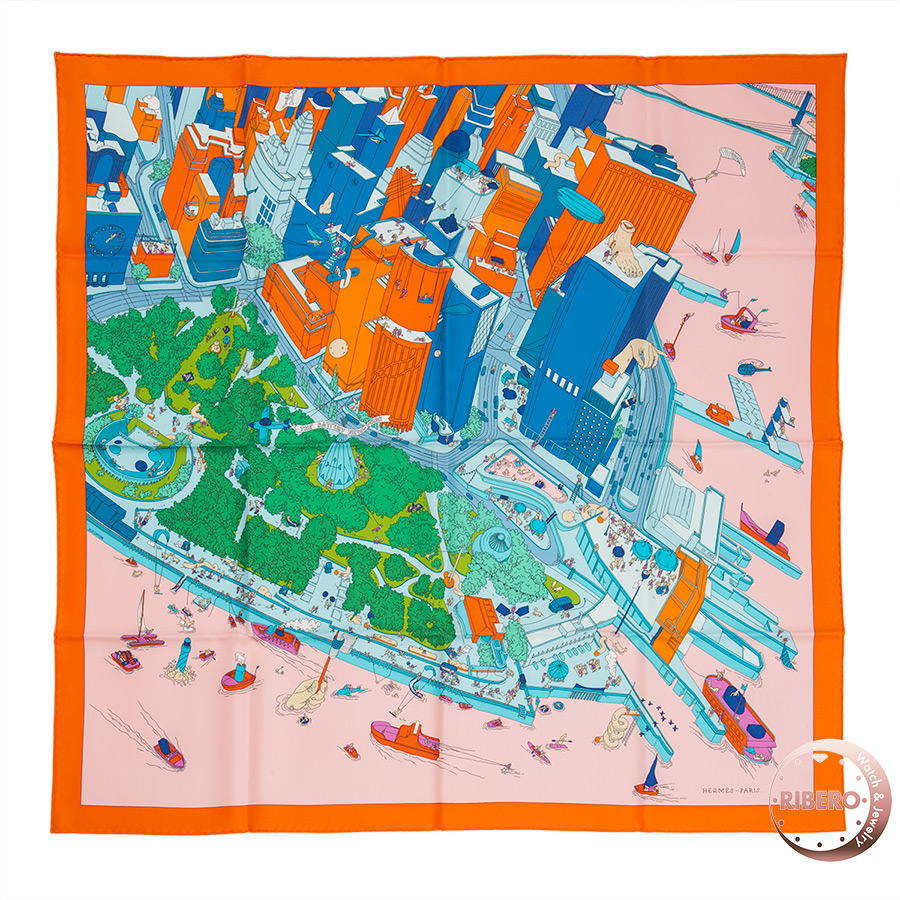 エルメス カレ90 The Battery New-York バッテリー・ニューヨーク スカーフ