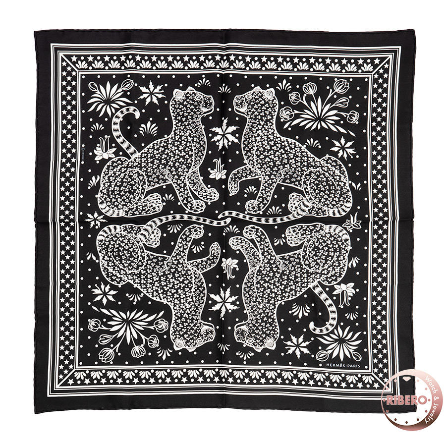 エルメス カレ55 Les Leopards Bandana レオパード・バンダナ スカーフ