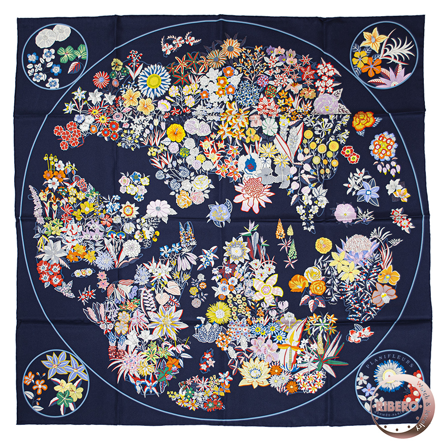 エルメス カレ90　Planifleurs プラニフルール スカーフ