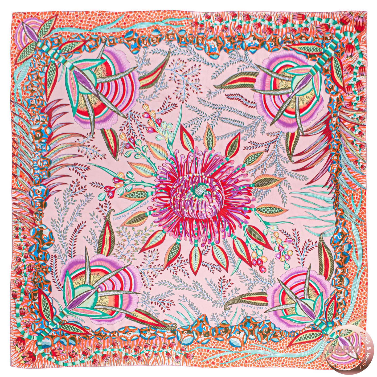 エルメス スカーフ カレ140 カレジェアン Flowers of South Africa 南アフリカの花々 ソルド品
