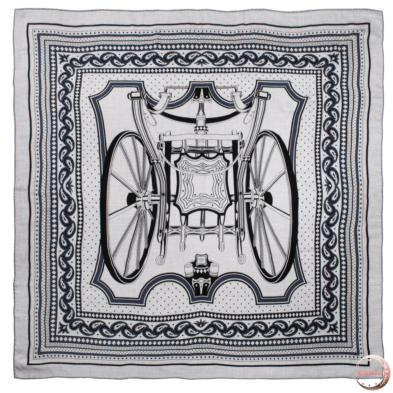 エルメス カレジェアン Les Roues de Phaeton Bandana 四輪馬車の車輪 バンダナ スカーフ