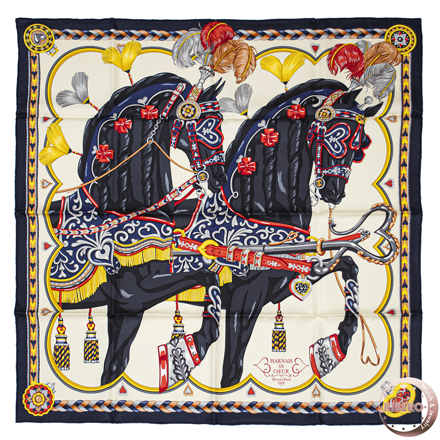 エルメス カレ90 Harnais de Coeur アルネ・ドゥ・クール スカーフ