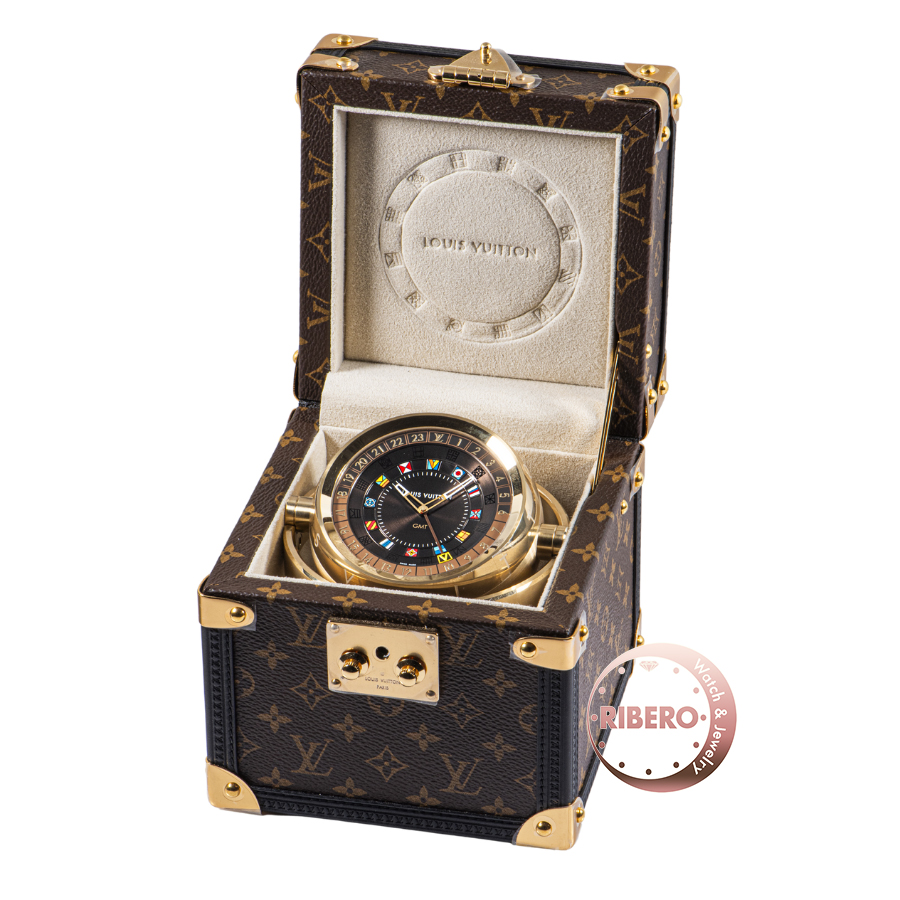 ルイ・ヴィトン タンブールデュアルタイム テーブルクロック トランク モノグラム