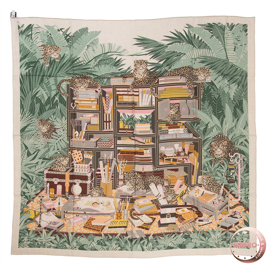 エルメス カレジェアン Les Douze Leopards 12頭のレオパード ショール