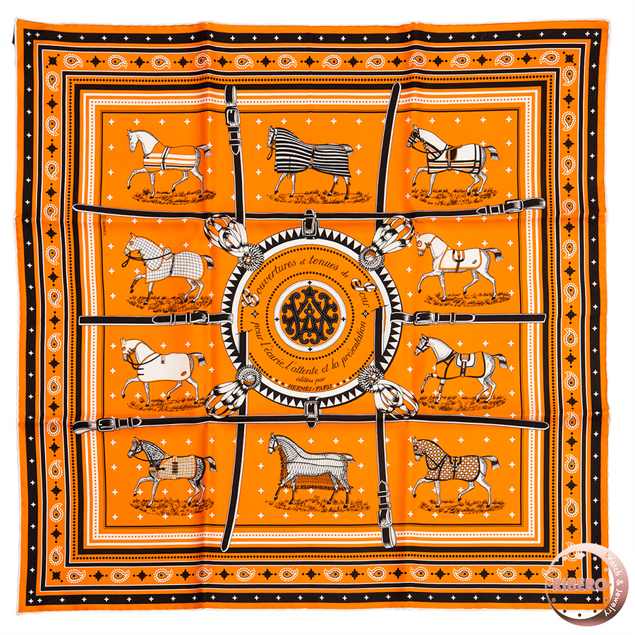 エルメス Couvertures et Tenues de Jour Bandana スカーフ