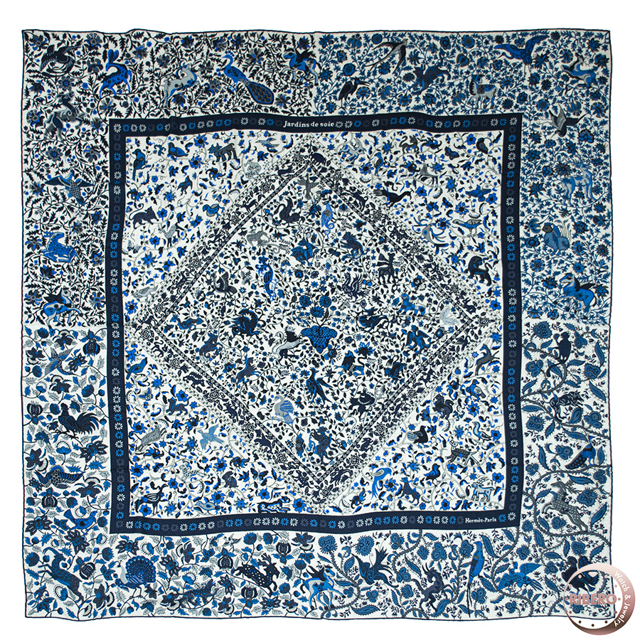 エルメス カレジェアン Jardins de Soie シルクの庭 スカーフ