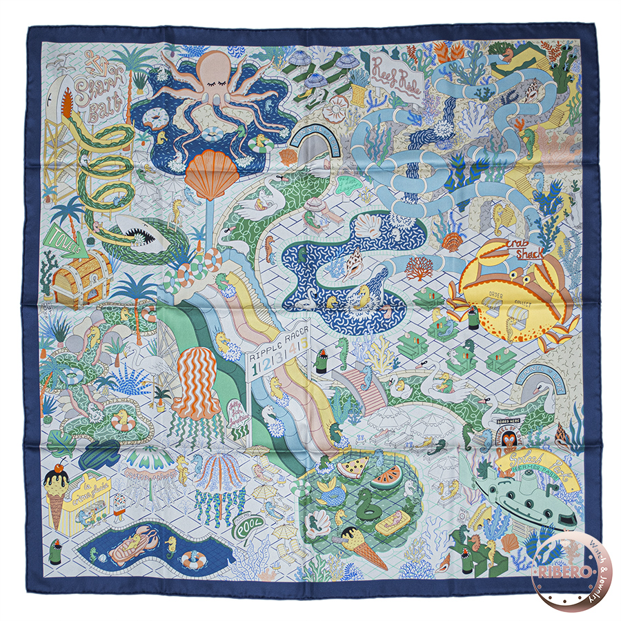 エルメス カレ90 Double face Splash Park ダブルフェイス スプラッシュパーク スカーフ