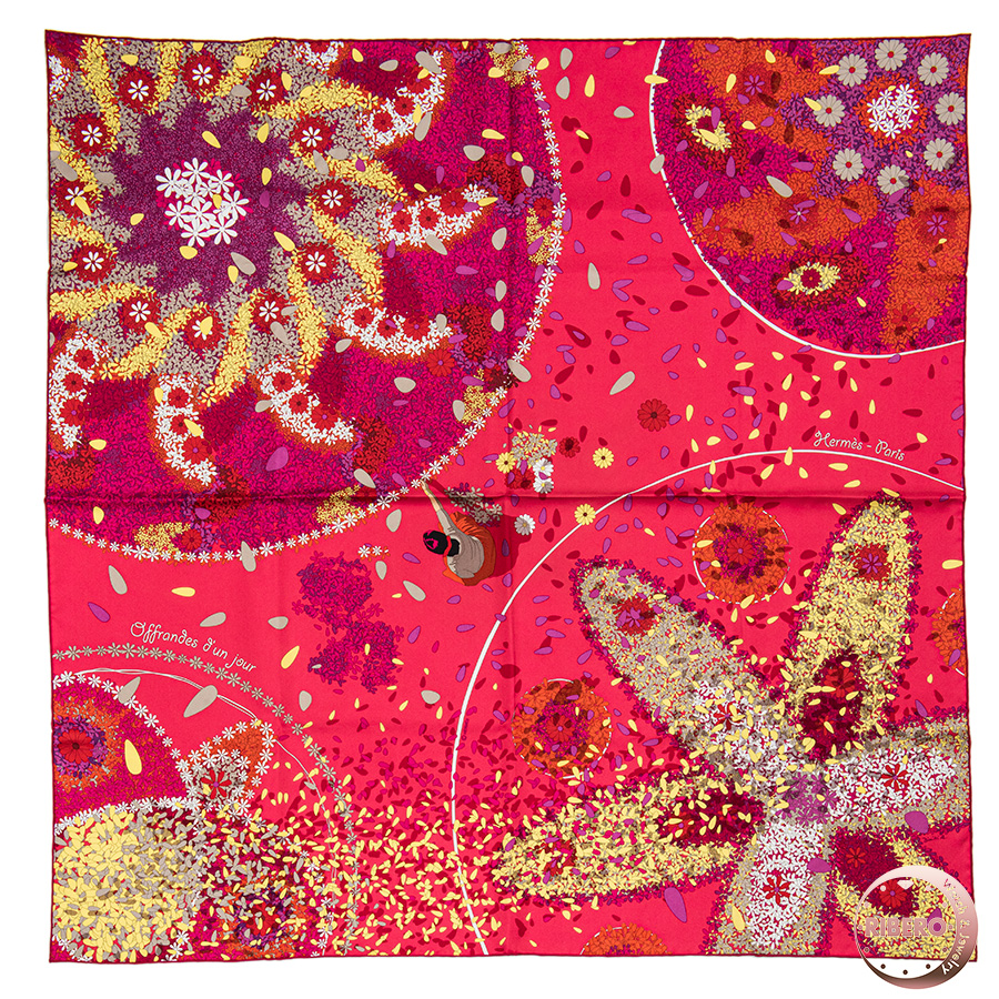 エルメス カレ90 Offrandes d'un jour 花の捧げ物 スカーフ