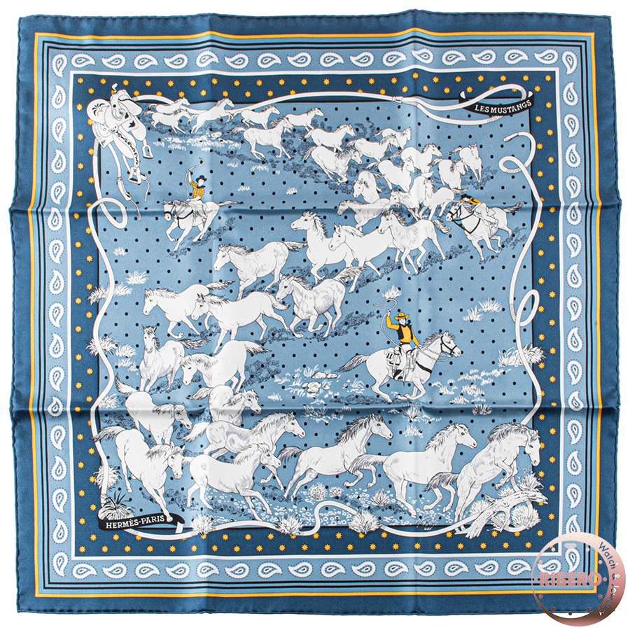 エルメス Les Mustangs Bandana 野生馬 バンダナ スカーフ