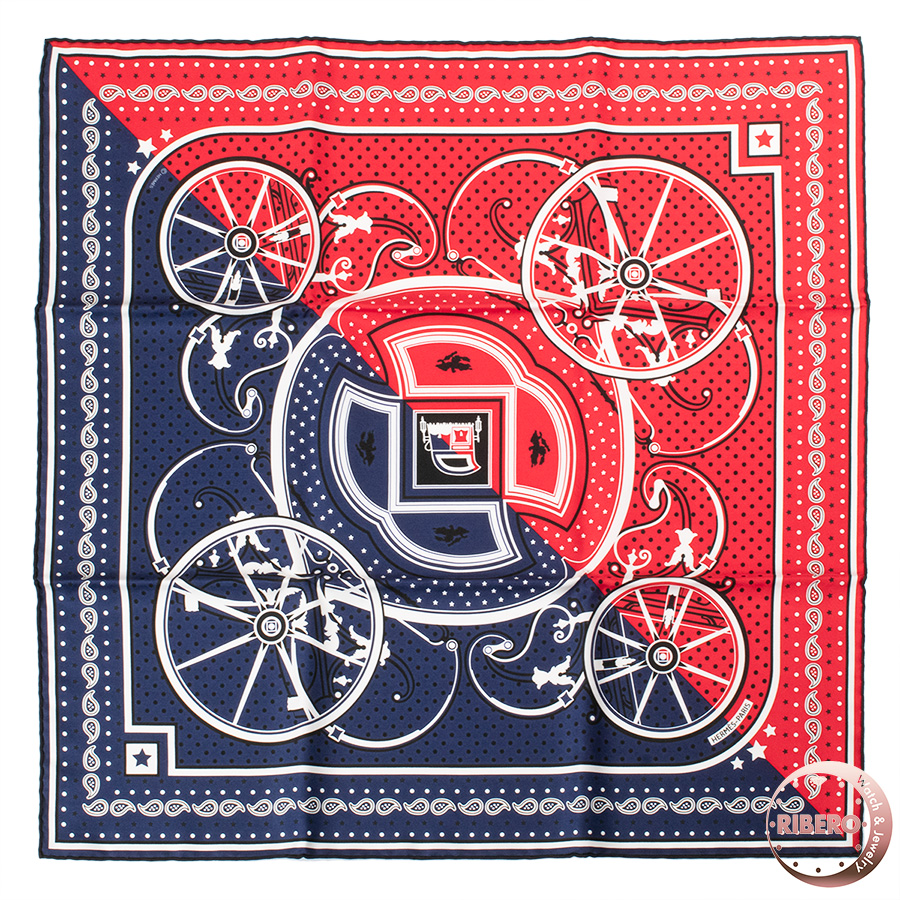 エルメス カレ55 Washington's Carriage Cut Bandana ジョージ・ワシントンの馬車 バンダナ スカーフ