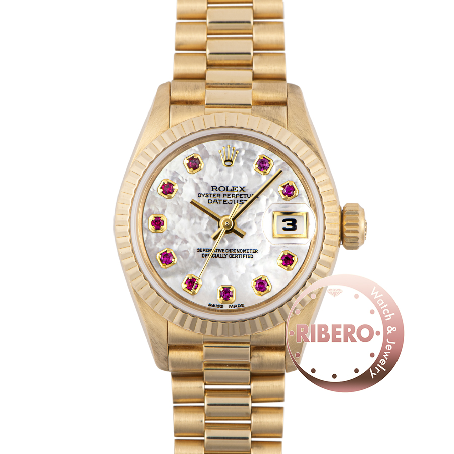 ロレックス デイトジャスト 69178NGR W番 10Pルビー