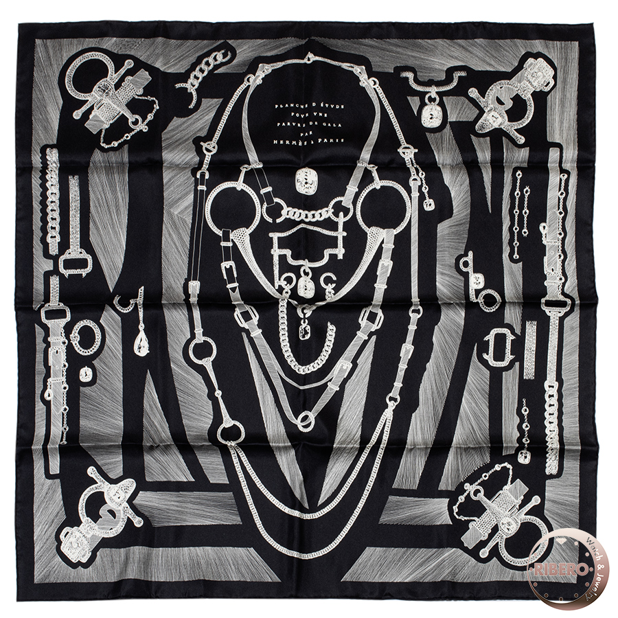 エルメス カレ90 Etude Pour une Parure de Gala 正装のエチュード スカーフ