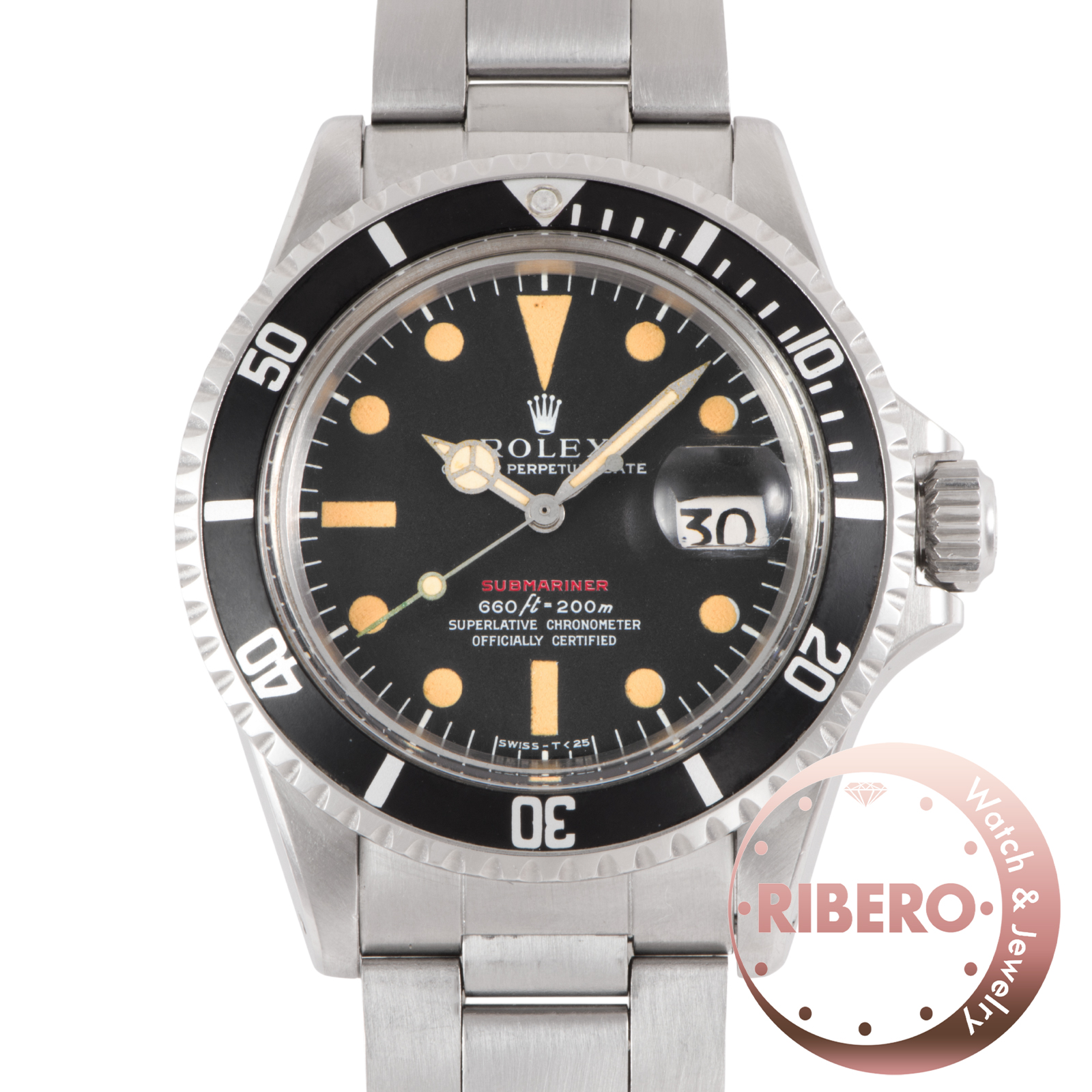 ロレックス 赤サブマリーナデイト 1680 1970年製 Mark4ダイヤル MARK3ベゼル オープンシックス