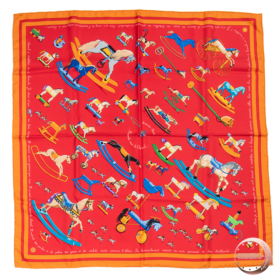 エルメス カレ90 Raconte moi Le Chevalお馬の話をして スカーフ