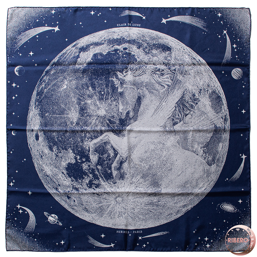エルメス カレ90 Clair de Lune クレールドゥリュンヌ 月光 スカーフ