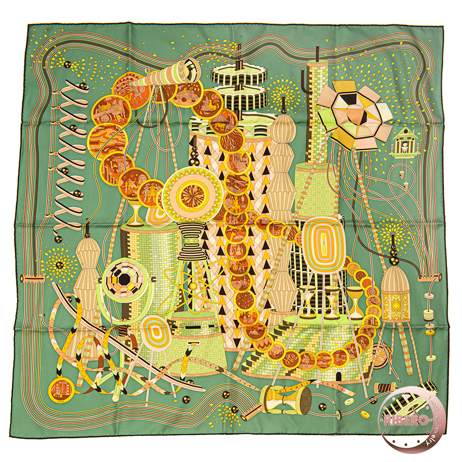 エルメス カレ90　LELABORATOIRE DU TEMPS 時の実験室 スカーフ