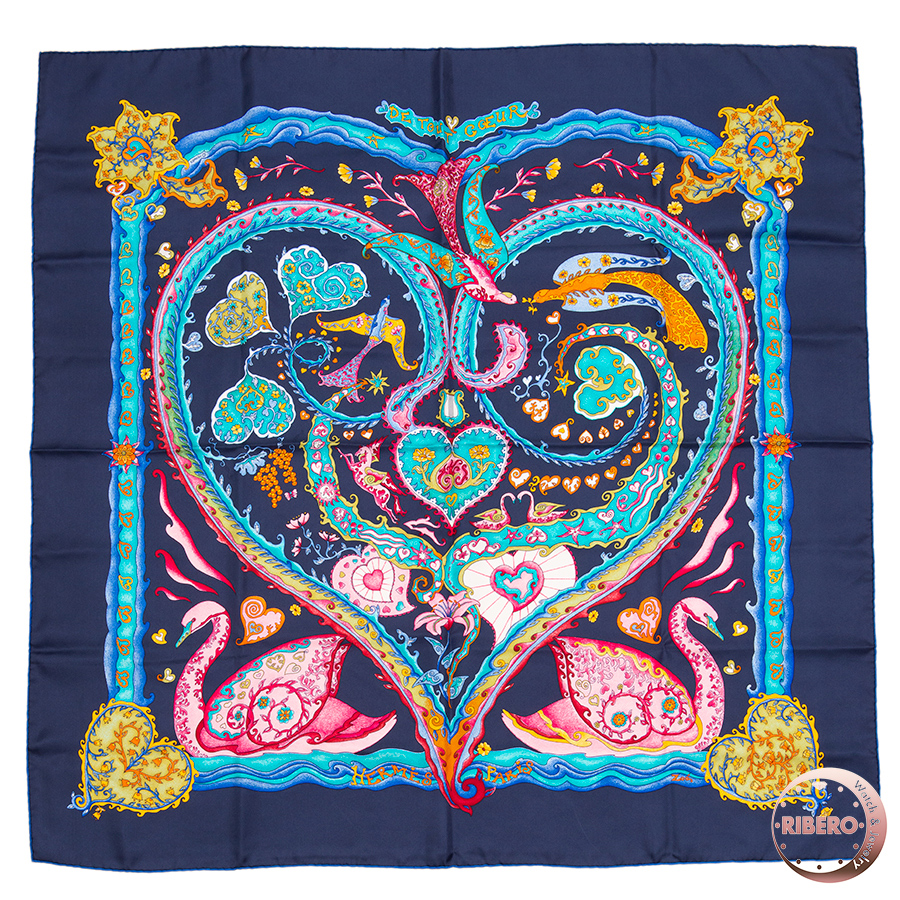 エルメス カレ90 De Tout Coeur 心を込めて スカーフ